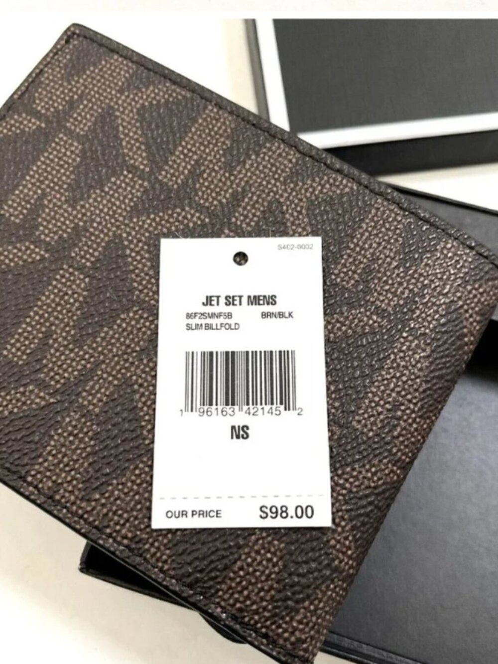 NWT Michael Kors Slim Billfold Wallet Brown MK Logo Print Gift Boxed Men's - Picture 3 of 4